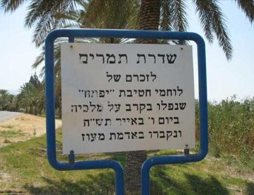 שדרת תמרים לזכר לוחמי חטיבת יפתח שנפלו במלכיה במלחמת העצמאות - מעוז חיים
