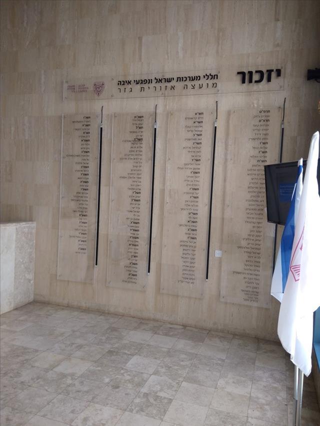 קיר הנצחה לנופלי מועצה אזורית גזר בבית ספר חשמונאי - משמר איילון
