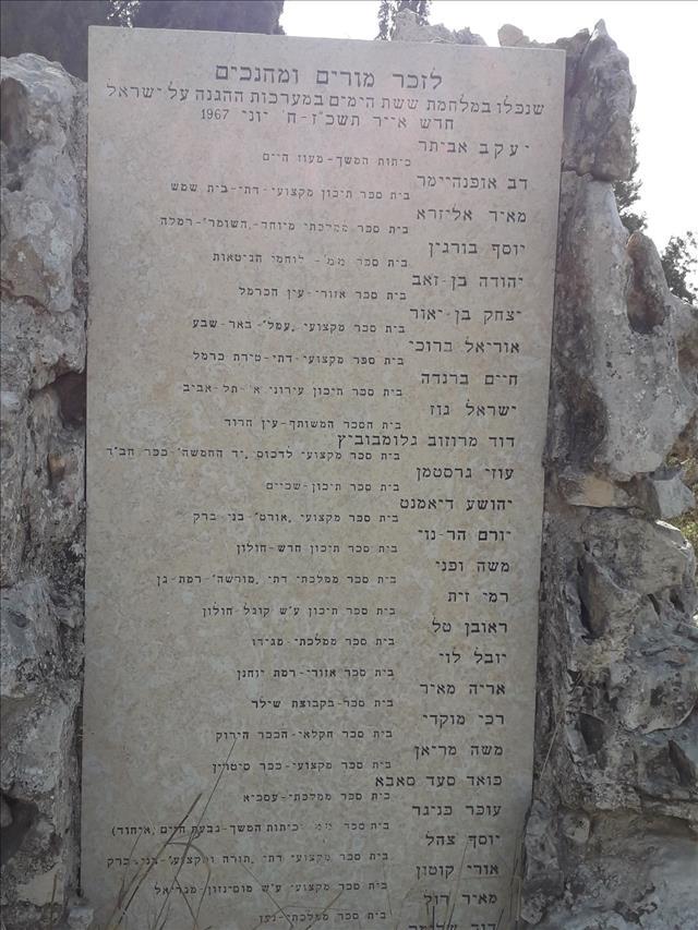 אנדרטה לזכר המורים והמחנכים שנפלו במלחמת ששת הימים - קריית ענבים